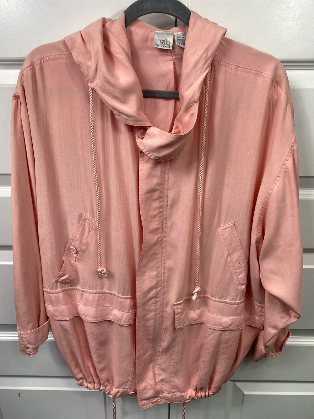 Vintage 90s Go Silk L Zinger Jacket Pink 80s Retro Miami Shaket Large Full Zip
